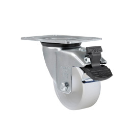 RUEDA 3" HORQUILLA GIRATORIA INOXIDABLE  Y FRENO 150 KG NYLON