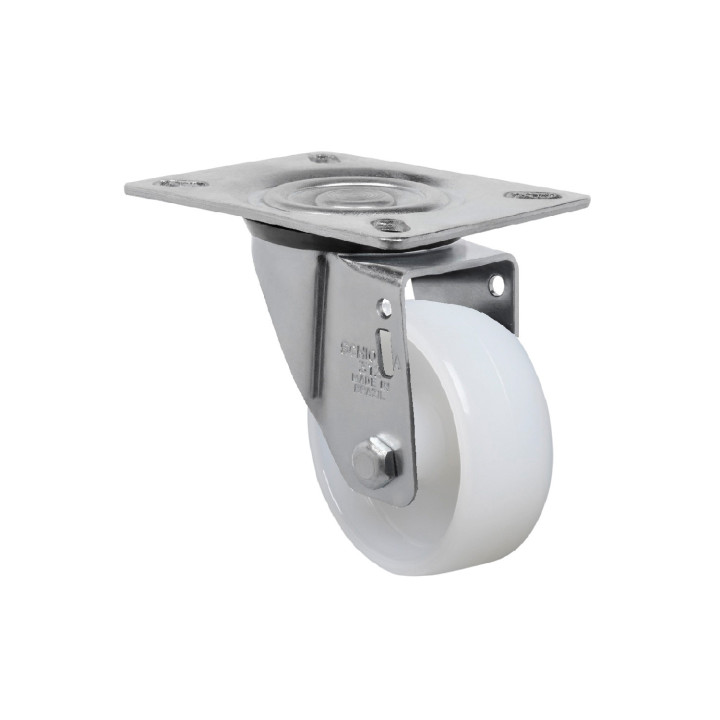 RUEDA 3" HORQUILLA INOXIDABLE GIRATORIA 150 KG NYLON