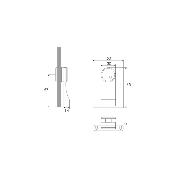 SOPORTE CRISTAL/MURO 90°