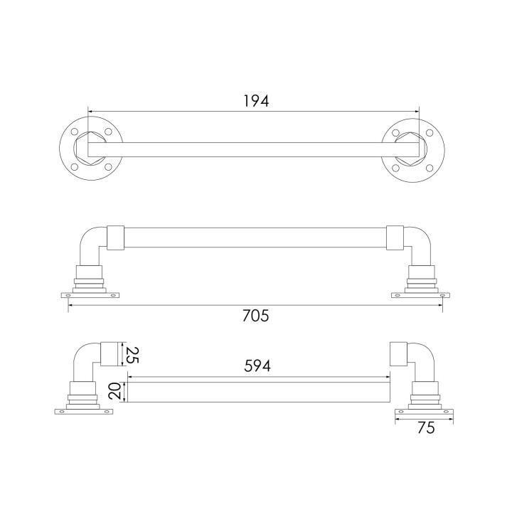TOALLERO BARRA M900 60CMS
