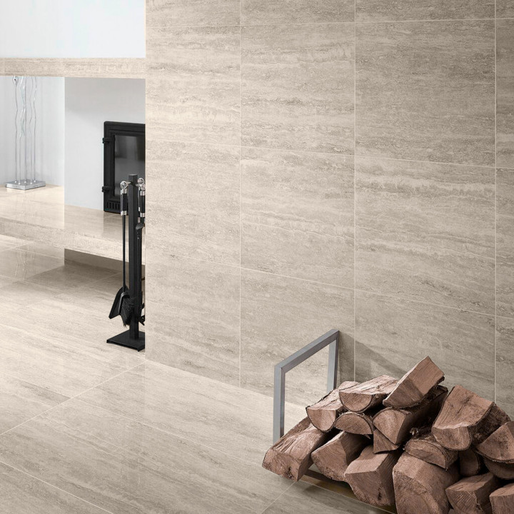 GRES PORCELANICO TRAVERTINO MÁRMOL CLARO 60X60