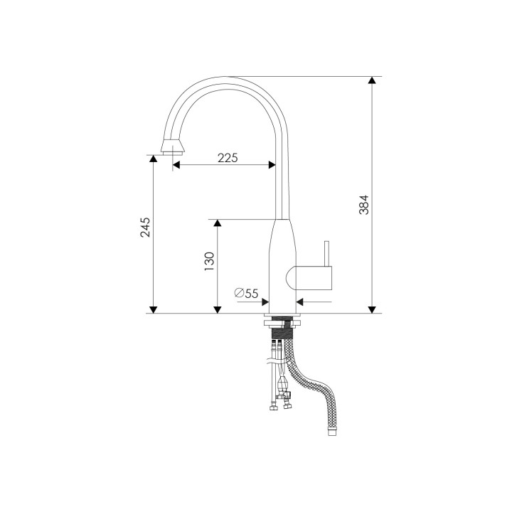 MONOMANDO LAVAPLATO CROOK 980008 INOX SATIN