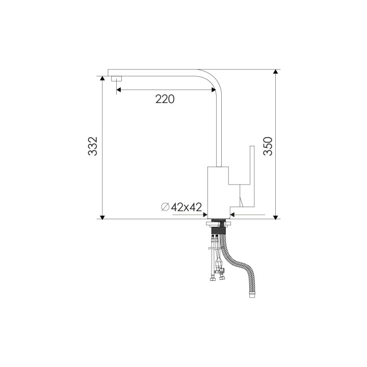MONOMANDO LAVAPLATO STRAIGHT 980003 INOX SATIN