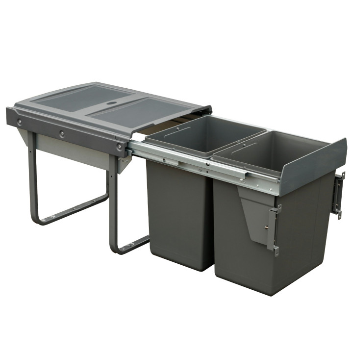 BASURERO RECICLAJE 2 CUBAS (2X20 LTS) DARK GREY