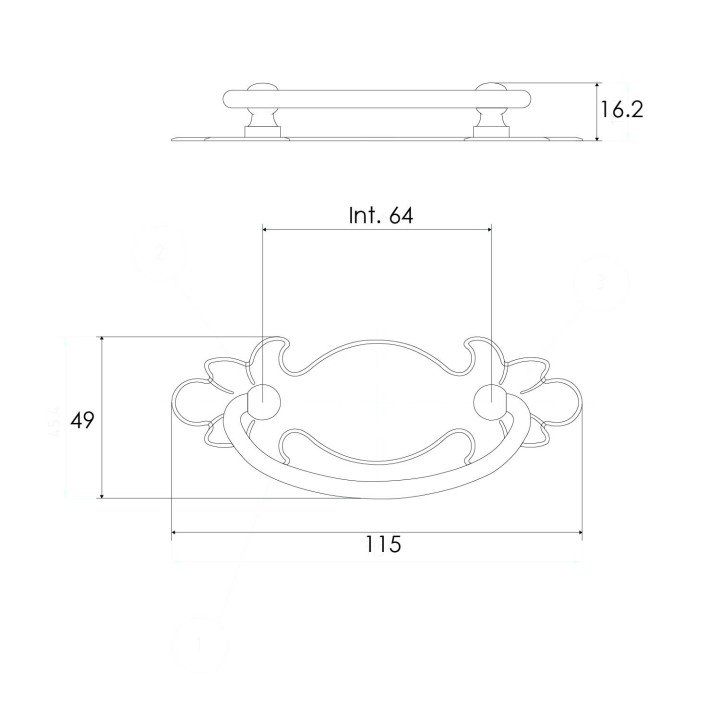 TIRADOR 06999 OVAL C/PL Y PERNOS 115X49MM