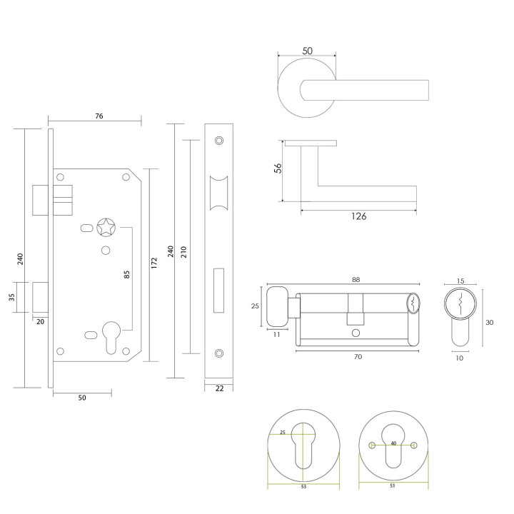 KIT 2809 MACIZA/5085 INOX BAÑO