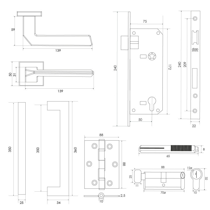 SET ACCESO/OFICINA CROMO ST INOX DOOR DAP BJ2211B