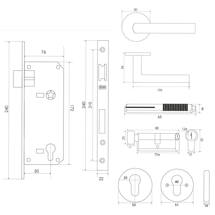 KIT 2816/5085 INOX OFICINA / ACCESO / DORMITORIO