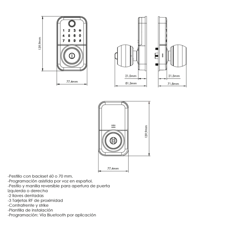 CERRADURA DIGITAL H17B-TB BALL
