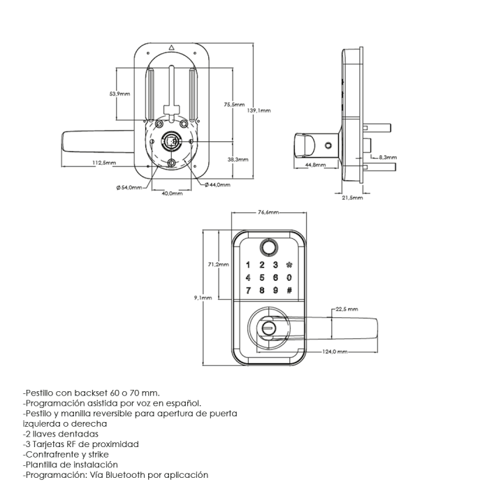 CERRADURA DIGITAL H17B-TB HANDLES+INSTALACIÓN