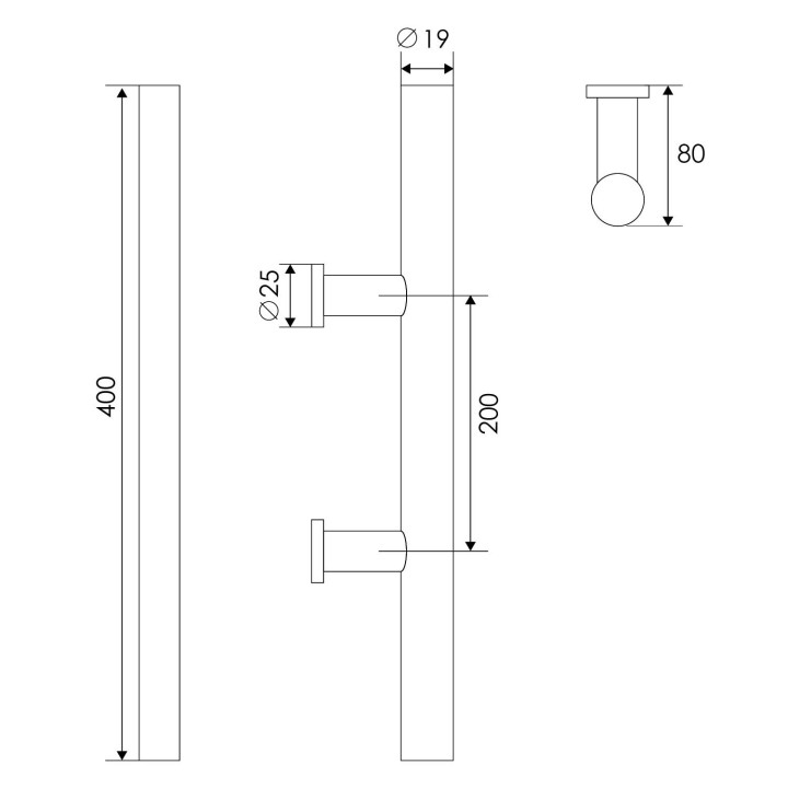 MANILLON SINGLE 205-B 19X200X400MM PTA. MADERA