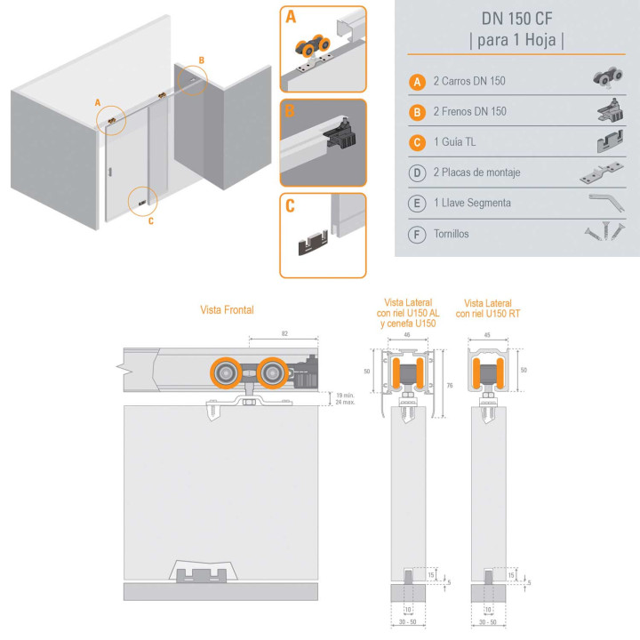 SISTEMA COLGANTE DN150 CON FRENO