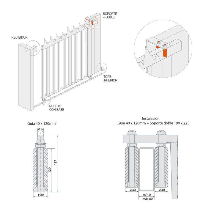 GUIA ROLLER 40X120MM
