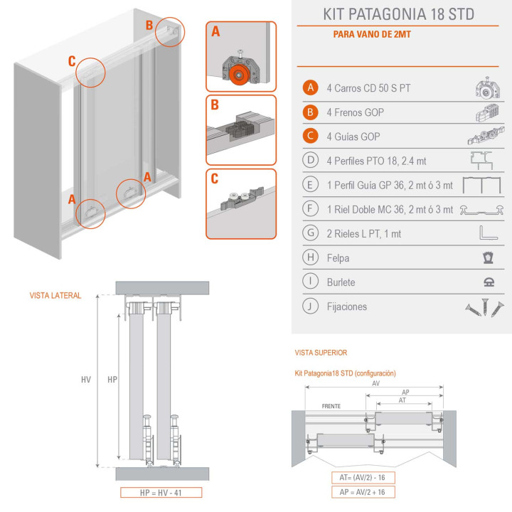 KIT CLOSET PATAGONIA ST18 2.00 MTS.