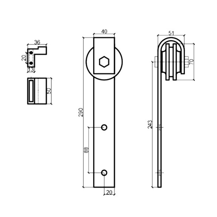 SET PUERTA CORREDERA PARCHE (GRANERO) H-A01 MADERA NEGRO