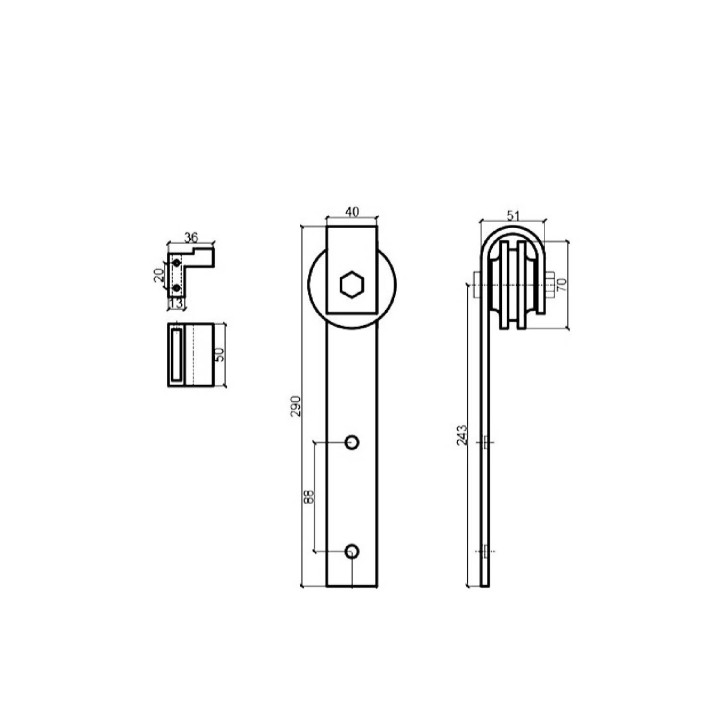 SET PUERTA CORREDERA PARCHE (GRANERO) H-A01 MADERA INOX